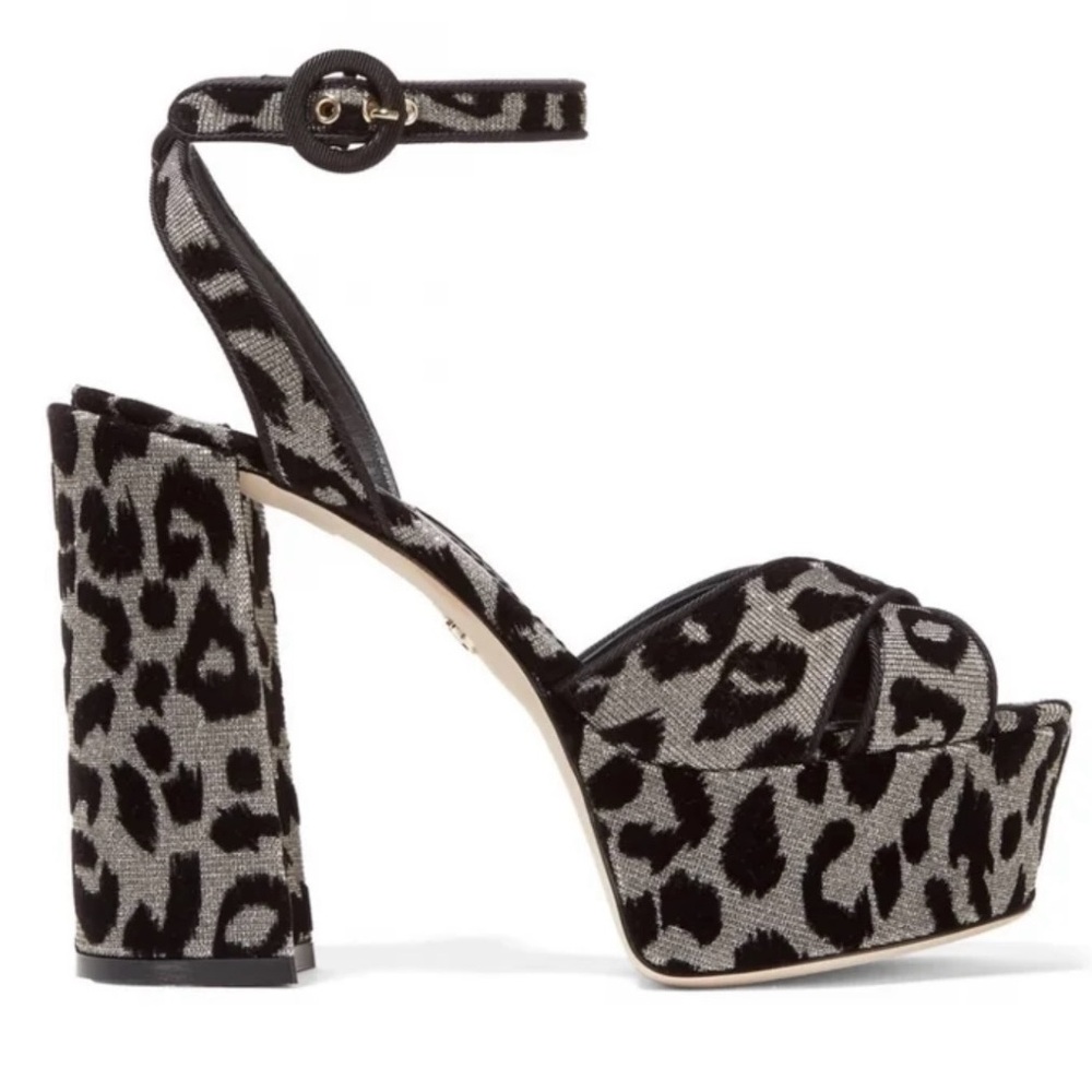 Beautiful classy comfy and sexy DG Black-gray leopard pattern platform sandals